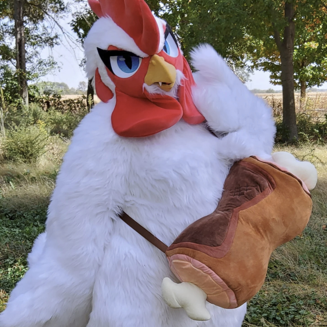 2-Bone Meat Bag being worn to show scale as a prop compared to fursuits